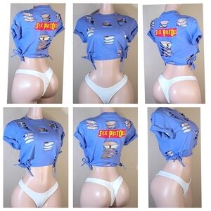 Sex Pistols Distressed Crop Tee - Purple